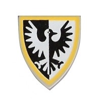 3846p46-9G Schild driehoekig zwarte valk/gele rand lichtgrijs (klassiek) gebruikt *0L0000
