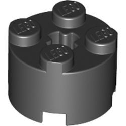 3941-11G Steen, rond 2x2 zwart gebruikt *1F021