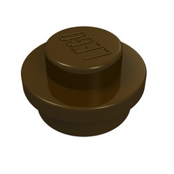 4073-120 Platte plaat 1x1 rond bruin, donker NIEUW *1B208