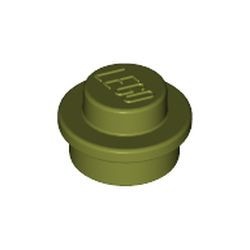 4073-155 Platte plaat 1x1 rond groen, olijf NIEUW *1B208