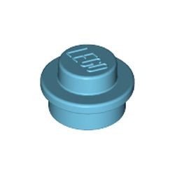 4073-156 Platte plaat 1x1 rond blauw, middenazuur NIEUW *1B206