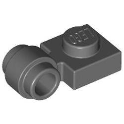 4081b-85 Platte plaat 1x1 met gesloten clip (dikke ring) grijs, donker (blauwachtig) NIEUW *1B289