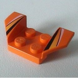 41854pb06-4G Plaat 2x4 met spatbord verhoogde vleugels met zwarte, witte en gele strepen oranje gebruikt *5S065