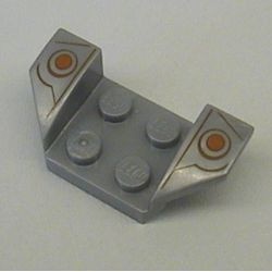 41854pb14-66G Plaat 2x4 met spatbord verhoogde vleugels met oranje stoppen grijs, lichtparel gebruikt *5S054