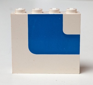 4215ap04-1G Paneel 1x4x3 blauwe streep (gebogen) wit gebruikt *0D0000