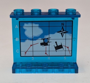 4215pb039-14G Paneel 1x4x3 met Arctic kaart (sticker) - Set 6575 transparant donkerblauw gebruikt *0D0000