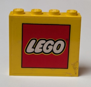 4215pb060-3G Paneel 1x4x3 LEGO logo (sticker) geel gebruikt *0D0000