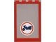 4347pb01-5G Raam 1x4x5 met vast glas met blauwe motorfiets in rode cirkel (Sticker) rood gebruikt *5S013