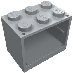4532a-86G Kastje klein 2x3x2 DICHTE noppen (zie 4533 voor deur) grijs, licht (blauwachtig) gebruikt *5K000