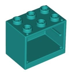 4532b-39 Kastje klein 2x3x2 OPEN noppen (zie 4533 voor deur) turquoise, donker NIEUW *5K000