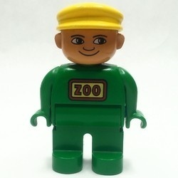 4555pb079G Duplo, man met groene benen, gele pet (dierentuinmedewerker) gebruikt *