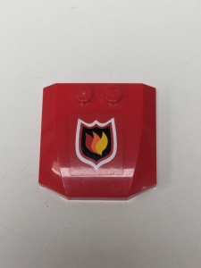 45677pb026-5G Wig 4x4x2/3 (motorklep) met Fire Logo patroon (Sticker) rood gebruikt *5S059