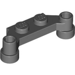 4590-85G Platte plaat 1x4 offset (plaat 2 x1+gaten links en rechts) grijs, donker (blauwachtig) gebruikt *1L319