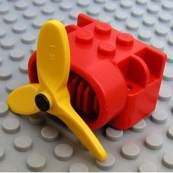4616ac01-5G FABULAND vliegtuigmotor met gele propellor (PAKKETZENDING) rood gebruikt *