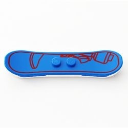 46203c01pb03-5G Snowboard witte bodem en minifiguur outline blauw gebruikt *1E012