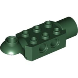 47454-80G Technic, steen 2x3 met pingaten en rotatie ball half horizontaal en rotatie socket groen, donker gebruikt *