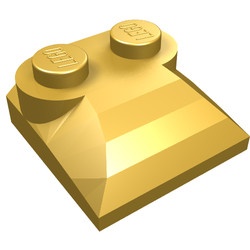 47457-115G Steen 2x2x 2/3 twee noppen, gebogen einde (kikker) goud, parel gebruikt *1D028