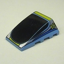 47753pb001-42G Steen, wig 4x4 zonder noppen met zwart raam en nummer 18 blauw, midden gebruikt *5S015