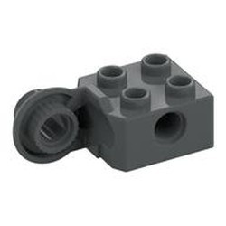 48171-85G Technic, steen 2x2 met gat en verticale rotatie halve bol grijs, donker (blauwachtig) gebruikt *