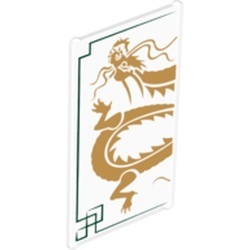 57895pb023-12 Glas voor raam 1x4x6 met gouden drakenhoofd transparant NIEUW *