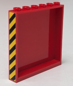 59349pb020-5G Paneel 1x6x5 met zwart/gele gevarenstrepen (Sticker) rood gebruikt *5P0000