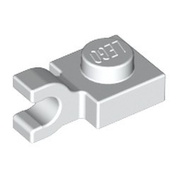 6019-1 Platte plaat 1x1 met horizontale clip wit NIEUW *1B287