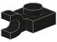6019-11G Platte plaat 1x1 met horizontale clip zwart gebruikt *1B315