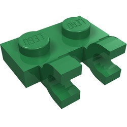 60470-6 Platte plaat 1x2 met TWEE horizontale clips groen NIEUW *1B291