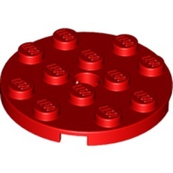 60474-5 Platte plaat 4x4 rond rood NIEUW *1B210