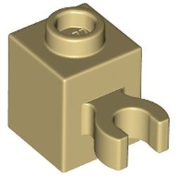60475-2 Steen 1x1 met clip verticaal (open OF dichte nop) crème NIEUW *1B031