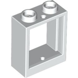 60592c02-1G Raam 1x2x2- vlak (NIEUWE stijl) MET TRANSPARANT LICHTBLAUW GLAS wit gebruikt *1C041