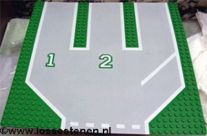 6100p01-6G Wegenplaat 32x32 racing start met cijfers 1 en 2 groen gebruikt *3K000