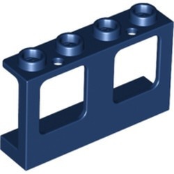 61345-63 Raam 1x4x2 paneel- 2 gaatjes onderin- glas:60601 (2 nodig) blauw, donker NIEUW *1B280