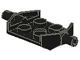 6157-11G Platte plaat 2x2 met 2 wielhouders breed zwart gebruikt *0L000