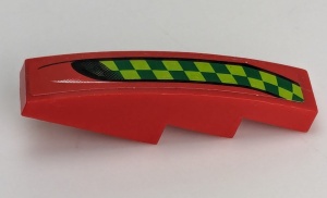 61678pb027L-5G Dakpan gebogen 1x4 met lime en groene strepen LINKS (Sticker) rood gebruikt *5R000