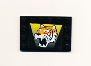 6180pb006-11G Tegel 4x6 met noppen zijkant met tijger (Sticker) zwart gebruikt *5T10-01