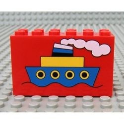 6213pb05-5G Steen 2x6x3 met boot rood gebruikt *5V000