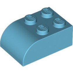 6215-156 Steen 2x3 afgeronde top 4 noppen blauw, middenazuur NIEUW *