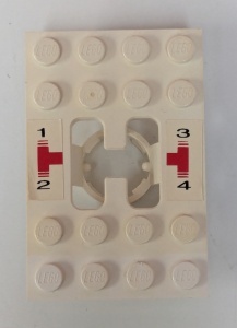 6543pb01-1G Technic Stick Shift plaat met rode lijnen en zwarte nummers (Stickers) LICHT VERKLEURD wit gebruikt *5S078