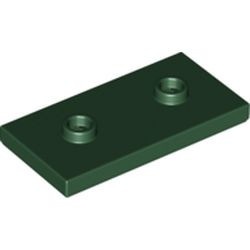 65509-80 Platte plaat 2x4 - 2 centrale noppen groen, donker NIEUW *5C006