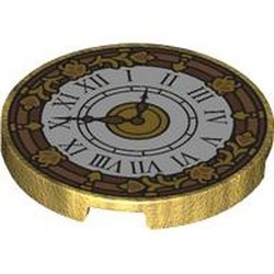 67095pb085-115 Tegel 3x3 rond met klok, romeinse cijfers goud, parel NIEUW *0L0000