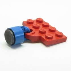 737ac02-5G Plaat 2x4 met OPEN gat MET BLAUWE MAGNEET rood gebruikt *3D0000