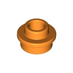 85861-4 Platte plaat 1x1 rond MET GAT IN MIDDEN oranje NIEUW *1B235