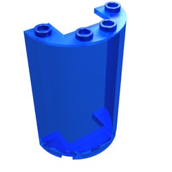 85941-14 Cylinder, half 2x4x5 met 1x2 uitsnede transparant donkerblauw NIEUW *