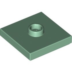 87580-48 Platte plaat 2x2 1 centrale nop groen, zandkleurig NIEUW *1B348