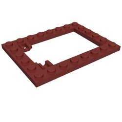 92107-59 Platte plaat 6x8 met trapgat voor luik lnge scharnier rood, donker NIEUW *3R0000