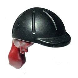92254pb01-59 Haar in staart met paardrijhelm rood, donker NIEUW *0L0000