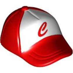 93219pb01-5 Cap met gebogen klep, witte banen, rode E rood NIEUW *0L0000