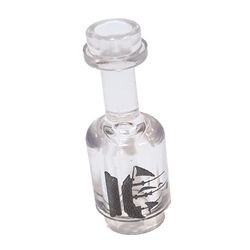 95228pb04-12 Fles met etiket schip op sokkel transparant NIEUW *0L0000