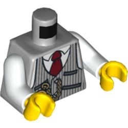 973pb1183c01-86 Torso met gestreept vest en donkerrode stropdas grijs, licht (blauwachtig) NIEUW *0B0000